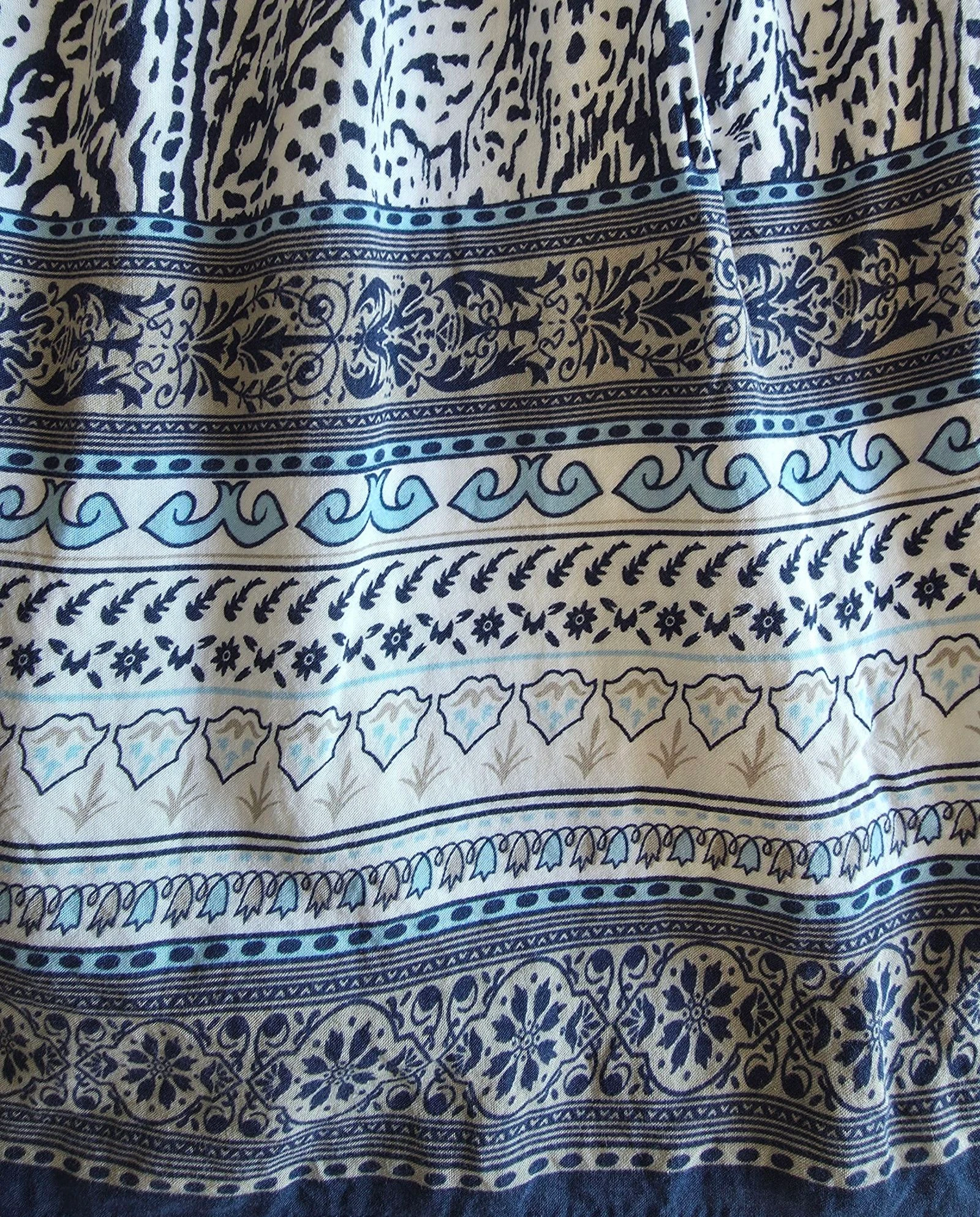 Mini-falda bohemia azul y blanca S/M It Hippie falda corta forrada – photo 4
